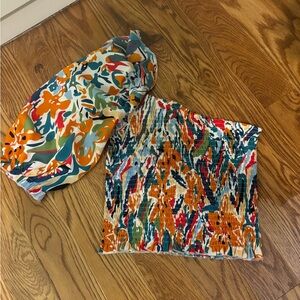 Womens Tropical One-Shoulder Blouse